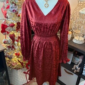 Chenault Burgundy Long Sleeve Dress